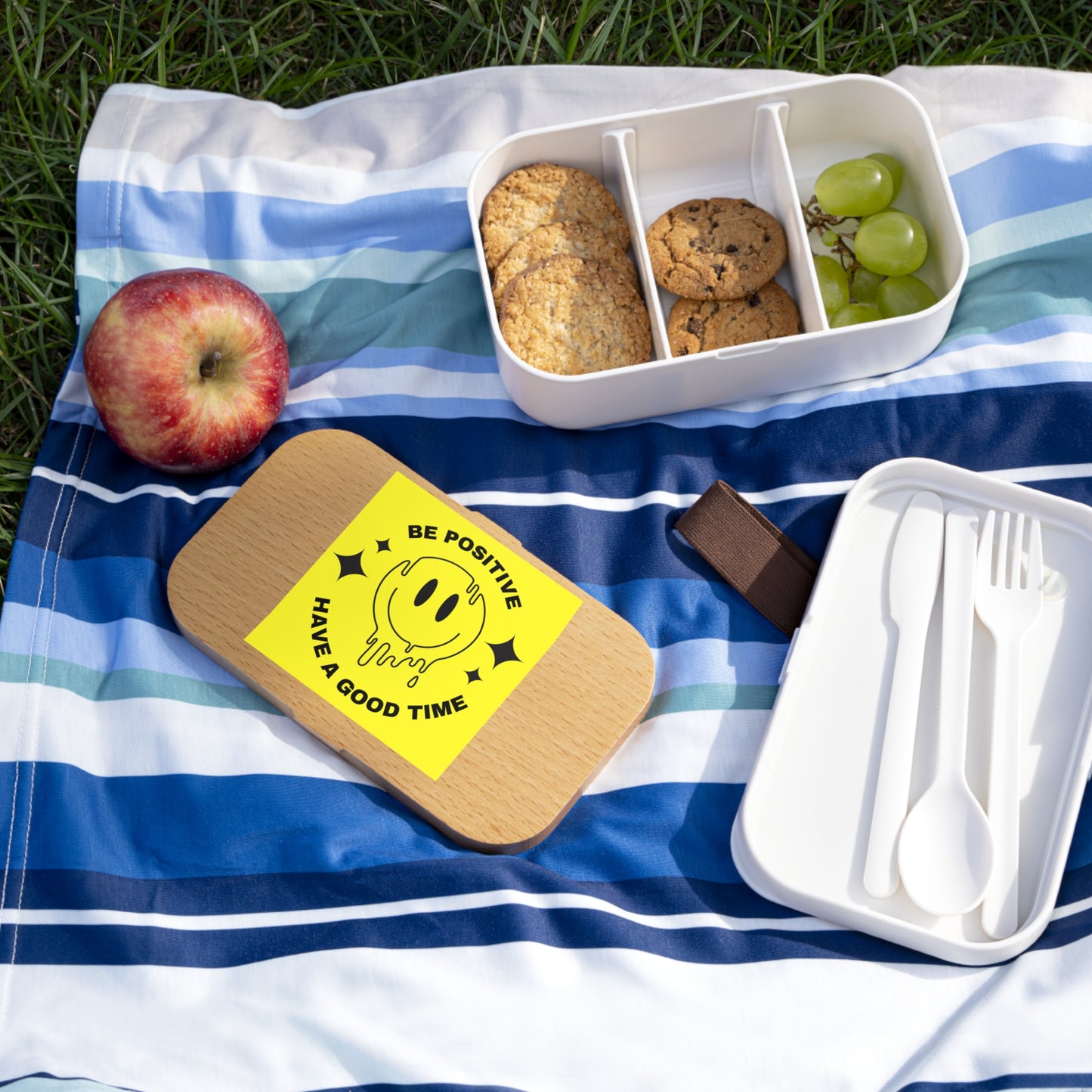 Be Positive Smiley Bento Lunch Box — Motivational Vegan Snack Box