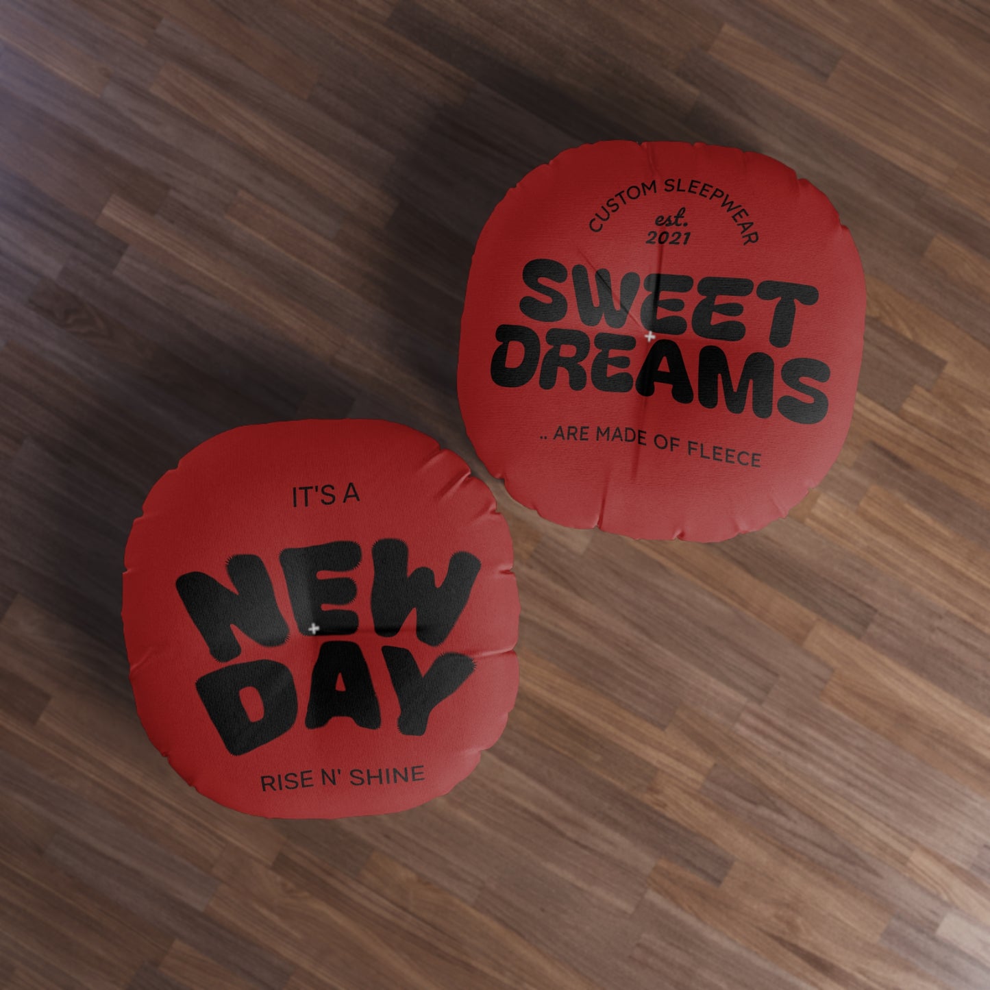 Round Tufted Floor Pillow — 'It's a New Day' & 'Sweet Dreams' Motivational Sleep Decor