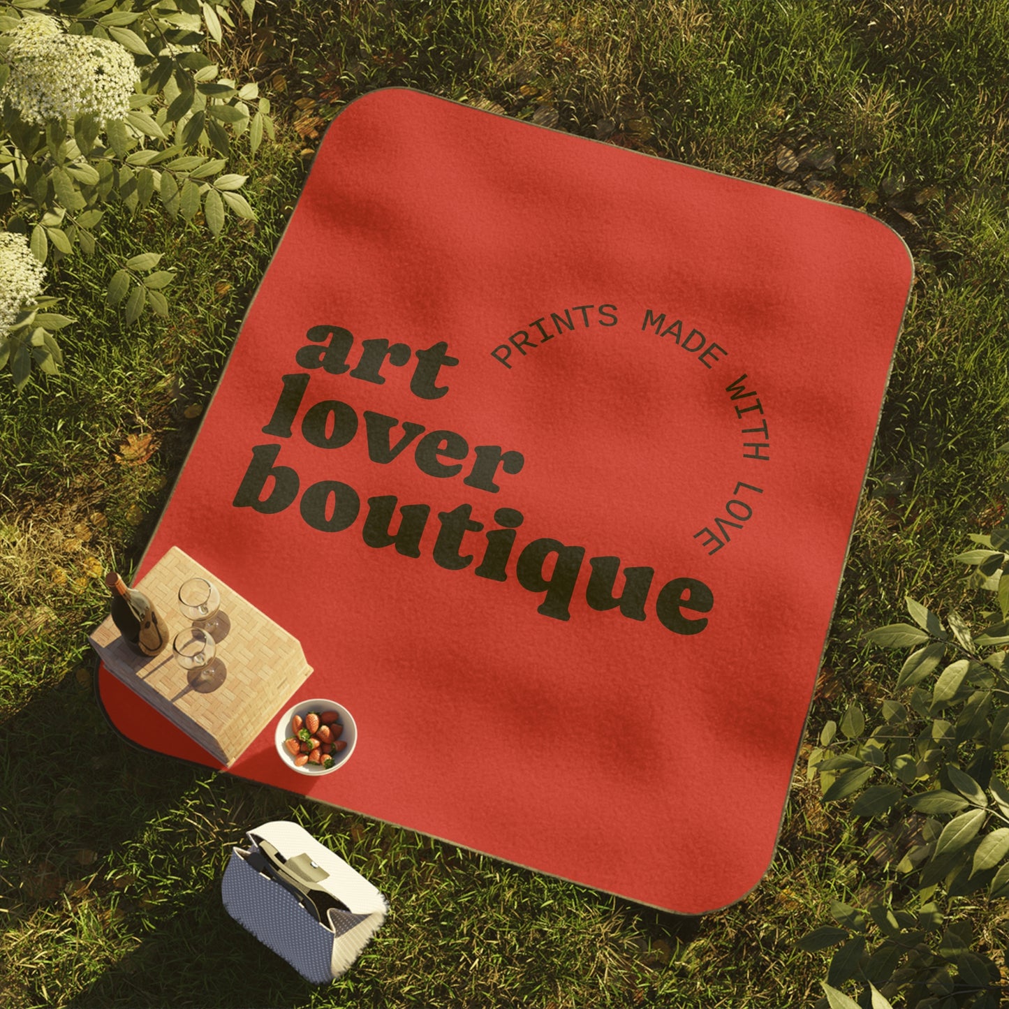 Picnic Blanket — 'Art Lover Boutique' Retro Logo Outdoor Picnic Blanket