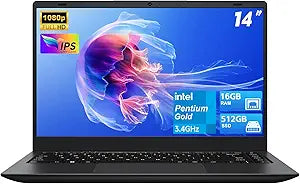 14" FHD Laptop Computers, Laptop with Gold 6500Y (Up to 3.4GHz), 32GB RAM, 1TB SSD, Type-C, HDMI, USB 3.2, WiFi, Bluetooth, Long Battery Life, Thin & Portable Laptops, for Business & Student