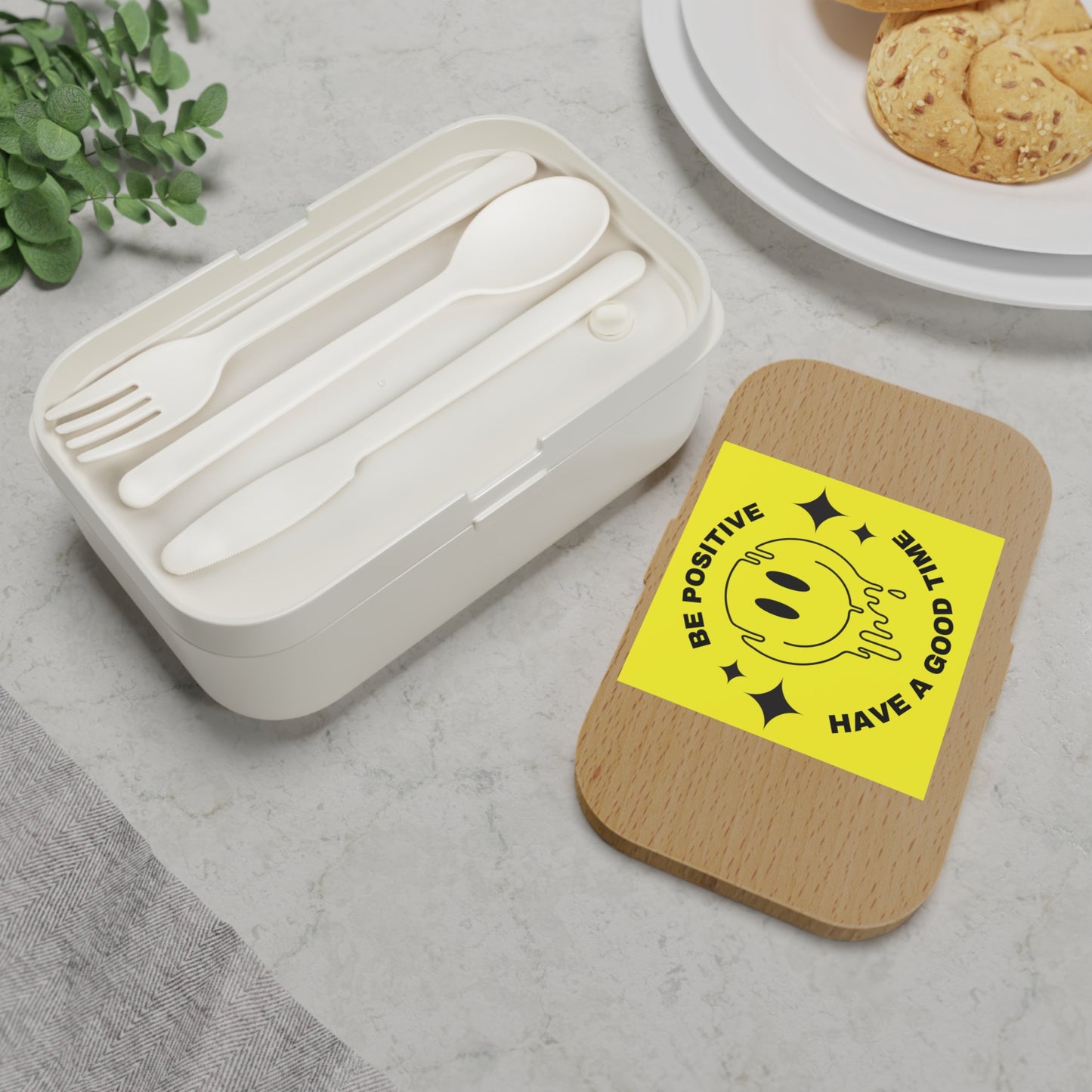 Be Positive Smiley Bento Lunch Box — Motivational Vegan Snack Box