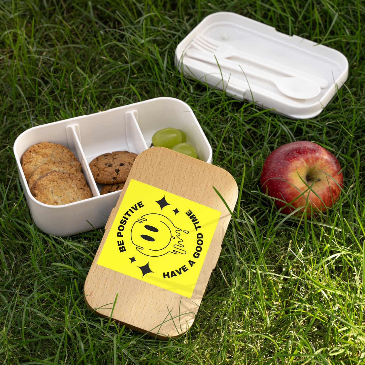 Be Positive Smiley Bento Lunch Box — Motivational Vegan Snack Box