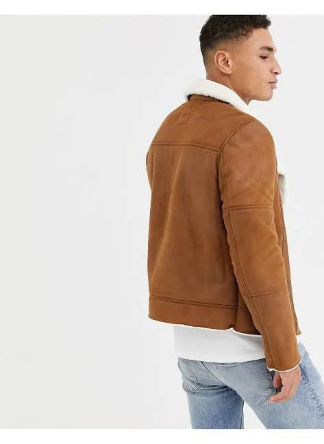 MEN'S SHERPA CORDUROY TALL TRUCKER JACKET IN TAN CAMEL