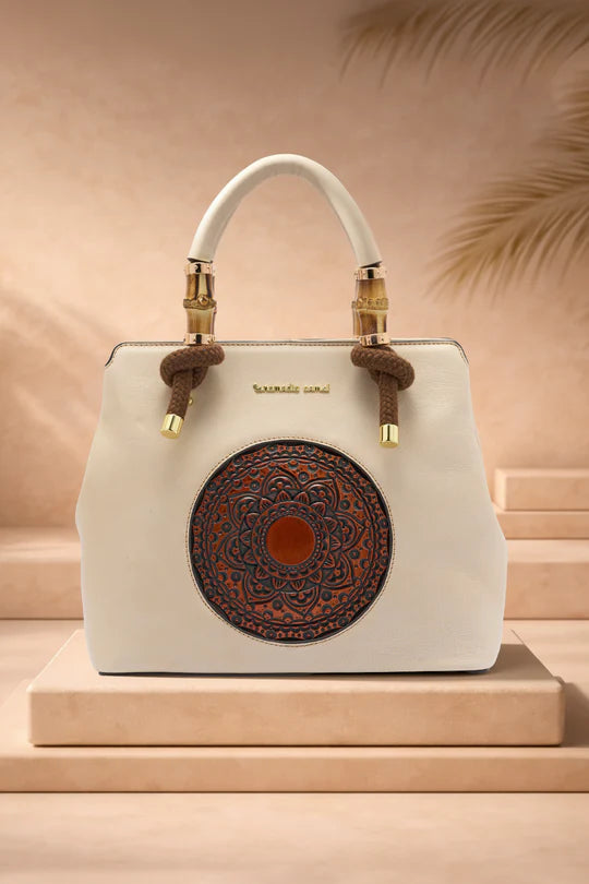 Laila Women's Genuine Leather Handbag - Ivory