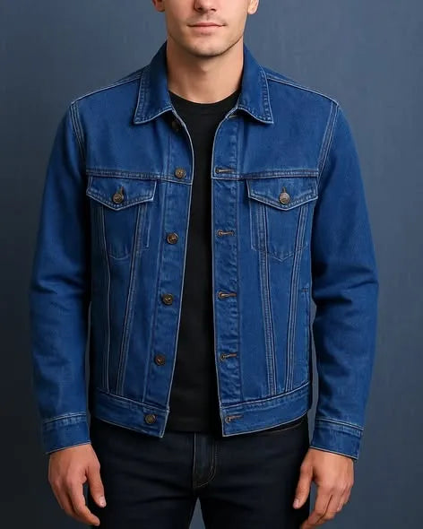 Mens Classic Camel Brown Denim Jacket